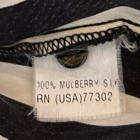 Zara Black White Striped Silk Satin Long Sleeve Faux Wrap Blouse Top Size XS - Picture 4 of 4